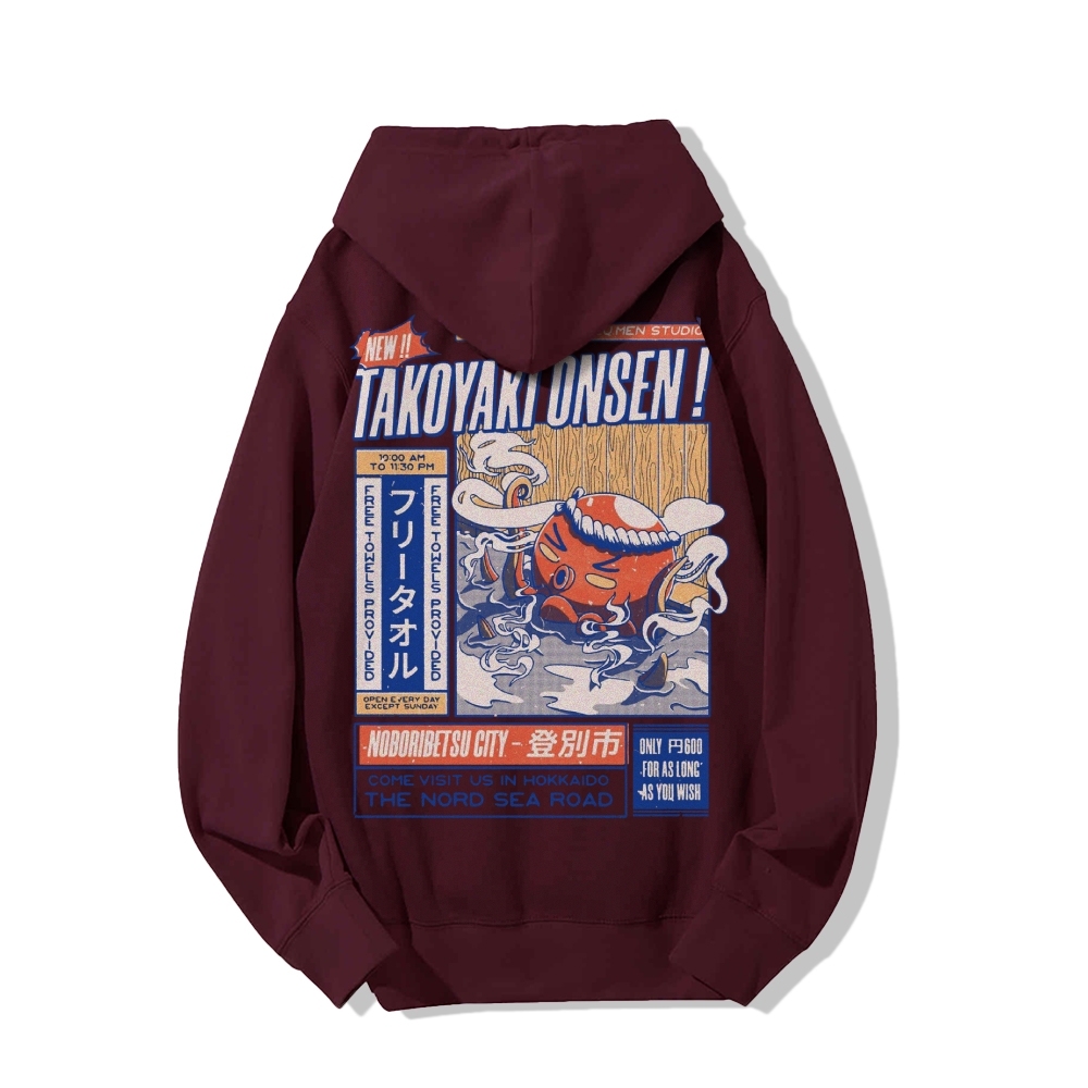 Takoyaki Onsen Printed Back Cotton Hoodie