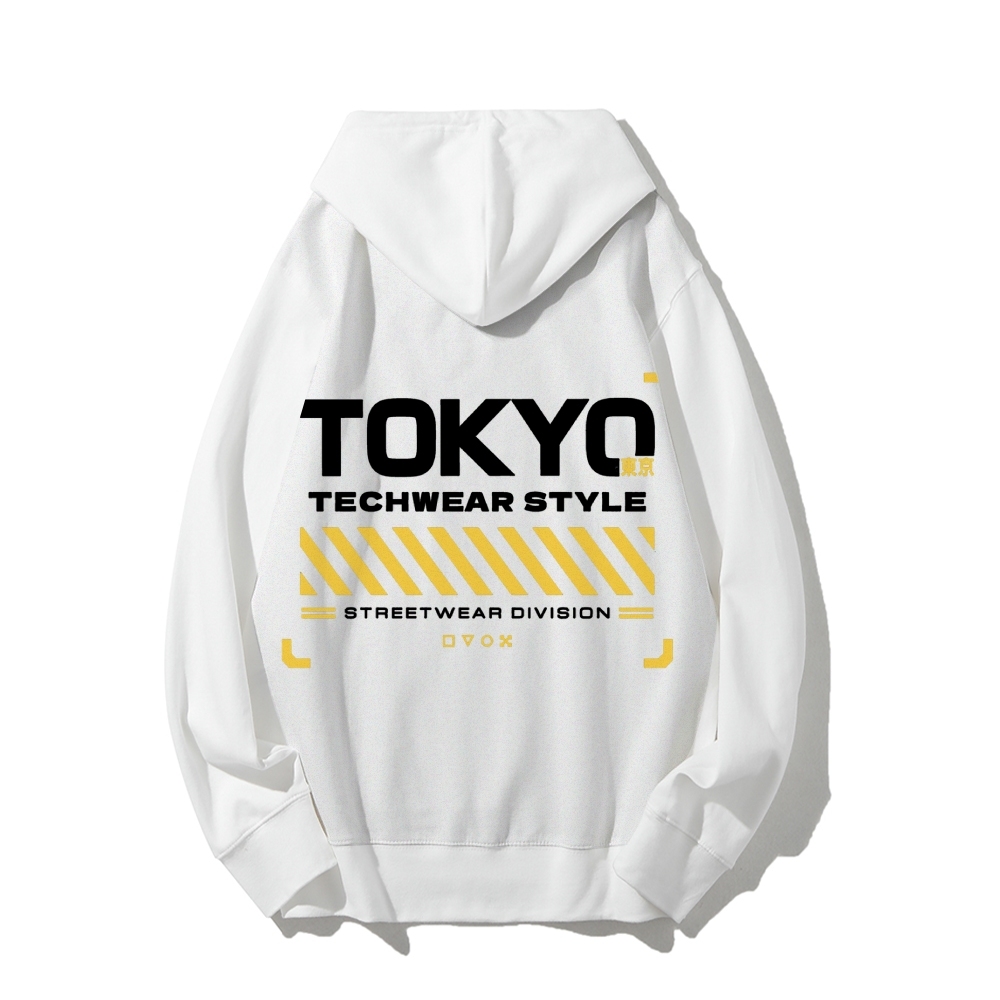 Tokyo Techwear Style Printed Back Cotton Hoodie