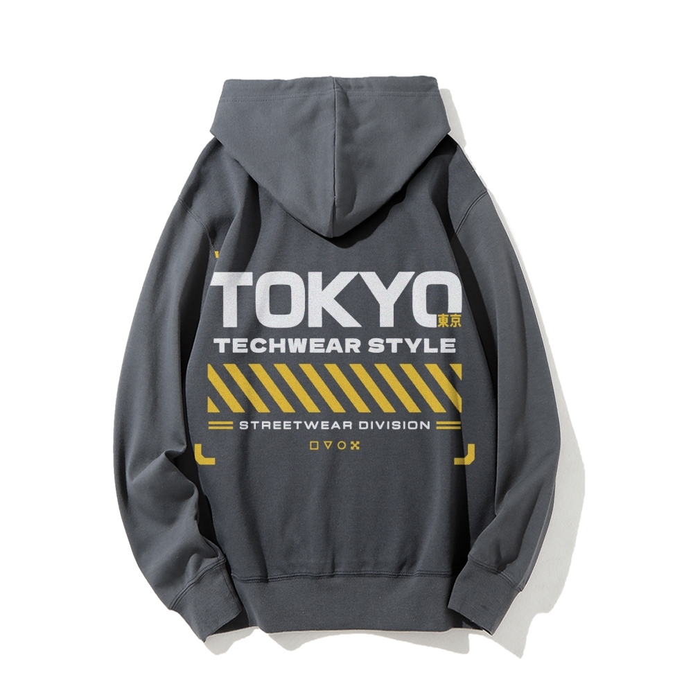Tokyo Techwear Style Printed Back Cotton Hoodie