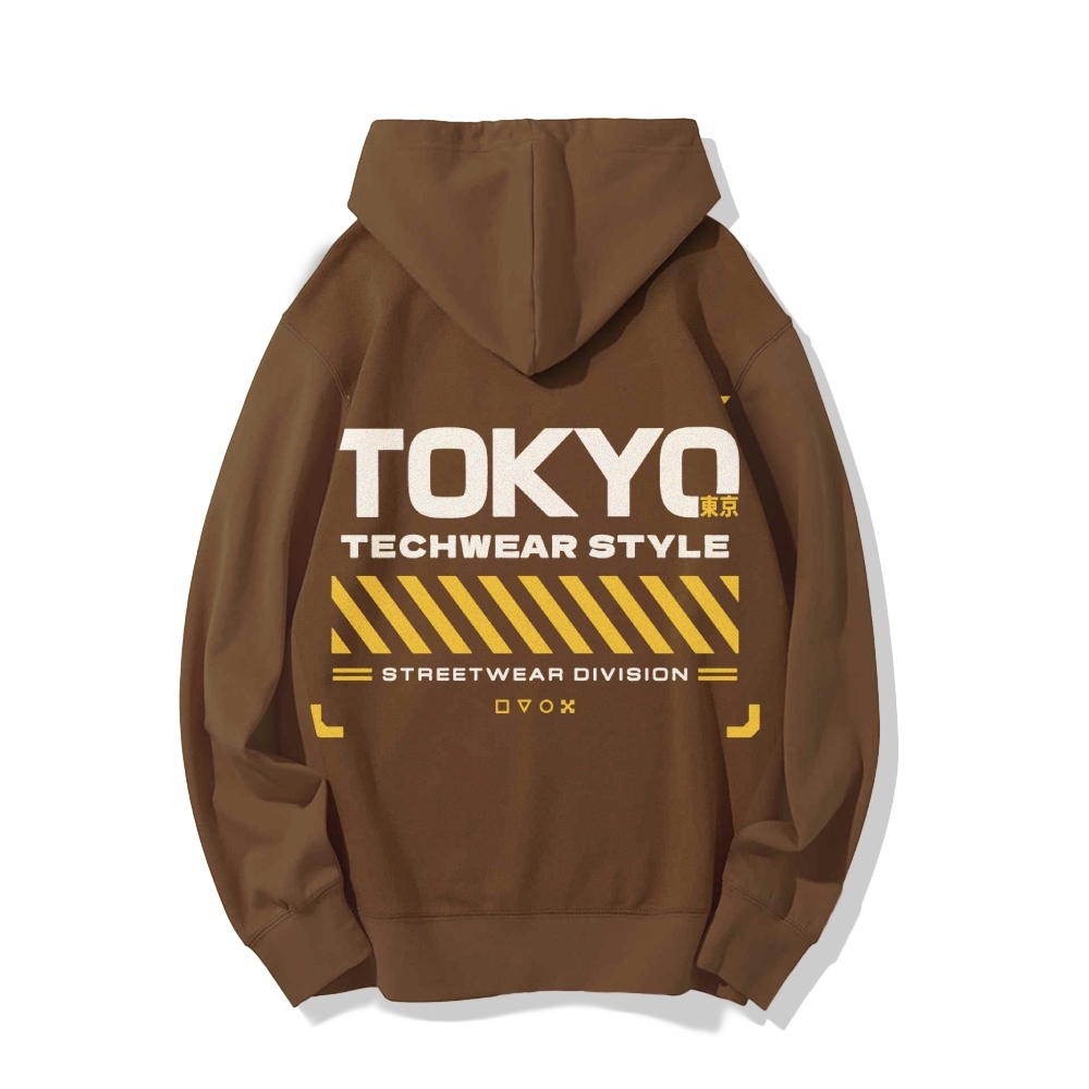 Tokyo Techwear Style Printed Back Cotton Hoodie