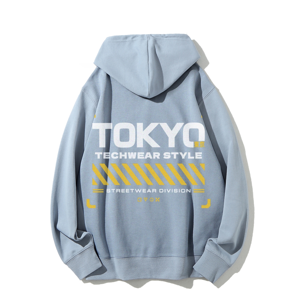 Tokyo Techwear Style Printed Back Cotton Hoodie