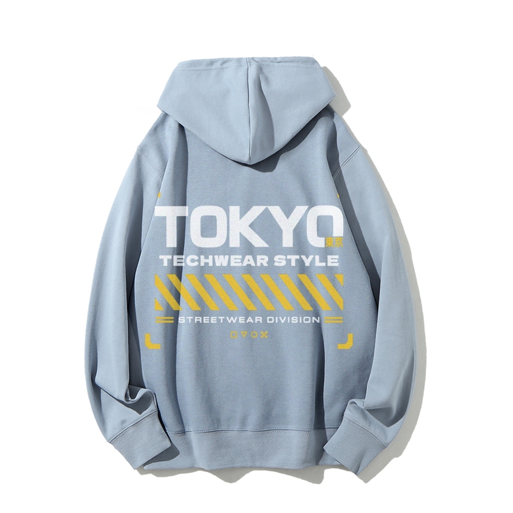 Tokyo Techwear Style Printed Back Cotton Hoodie