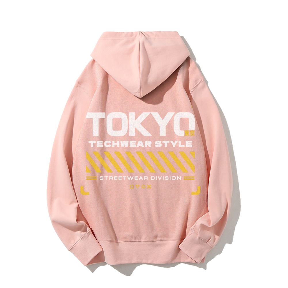 Tokyo Techwear Style Printed Back Cotton Hoodie