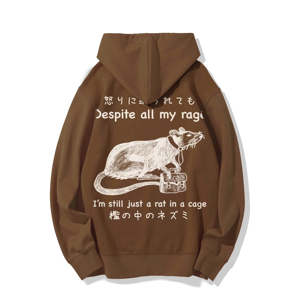 Despite all my rage,I'm still just a rat in a cage Printed Back Cotton Hoodie