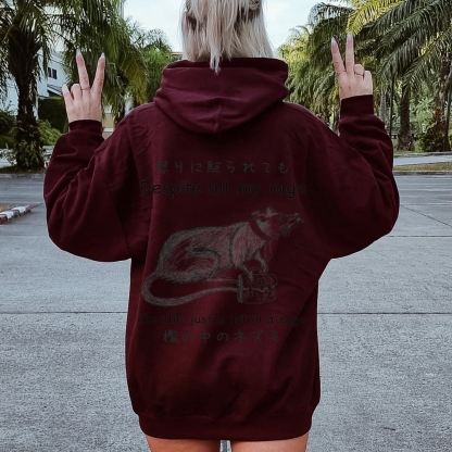Despite all my rage,I'm still just a rat in a cage Printed Back Cotton Hoodie