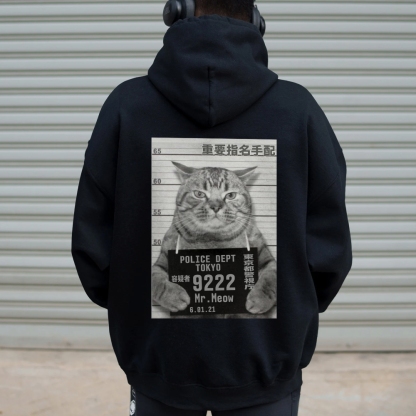 Cat Prisoner Printed Back Cotton Hoodie