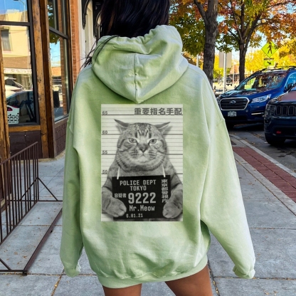 Cat Prisoner Printed Back Cotton Hoodie
