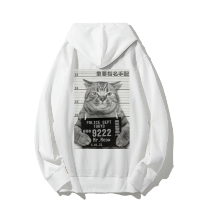 Cat Prisoner Printed Back Cotton Hoodie