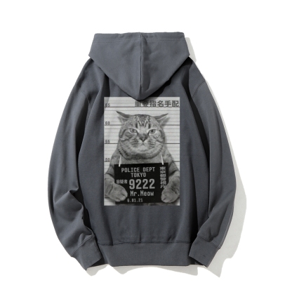Cat Prisoner Printed Back Cotton Hoodie