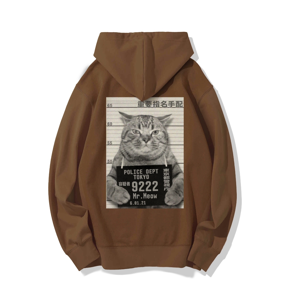 Cat Prisoner Printed Back Cotton Hoodie
