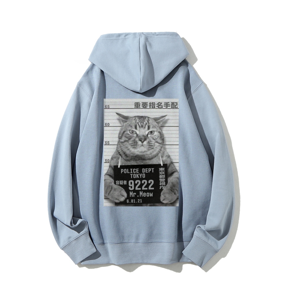 Cat Prisoner Printed Back Cotton Hoodie
