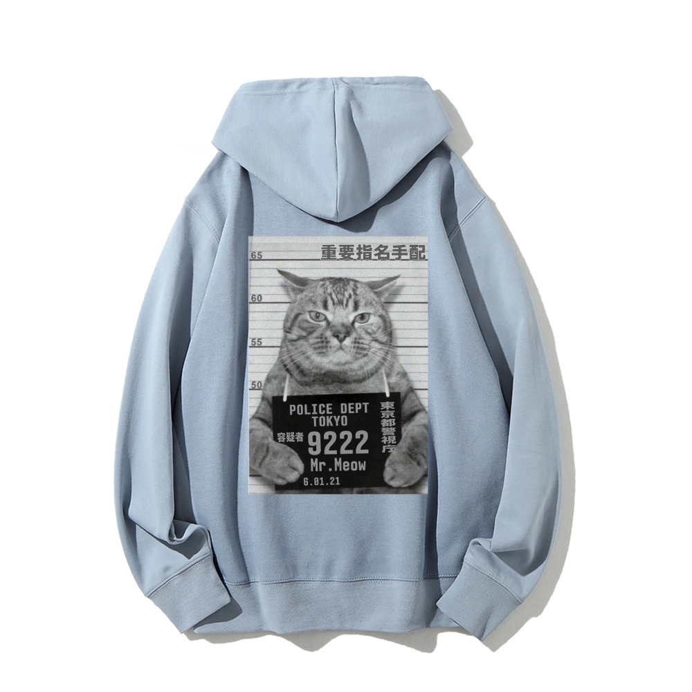 Cat Prisoner Printed Back Cotton Hoodie