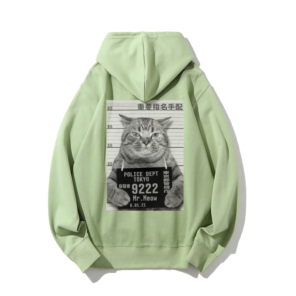 Cat Prisoner Printed Back Cotton Hoodie