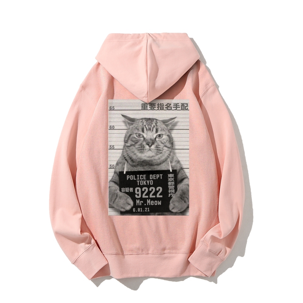 Cat Prisoner Printed Back Cotton Hoodie