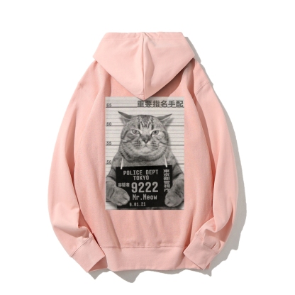 Cat Prisoner Printed Back Cotton Hoodie