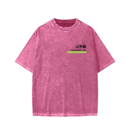 Yamanote Line Front And Back Printing Washed T-shirt