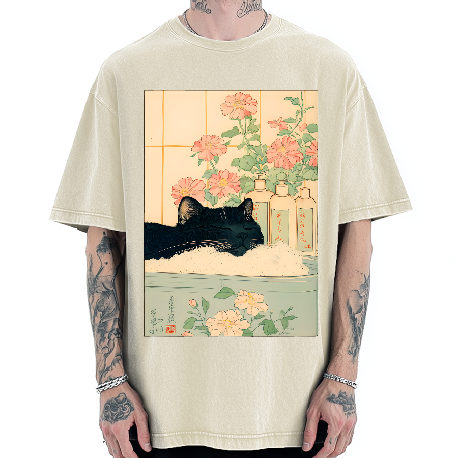 Black cat Vintage Washed T-shirt