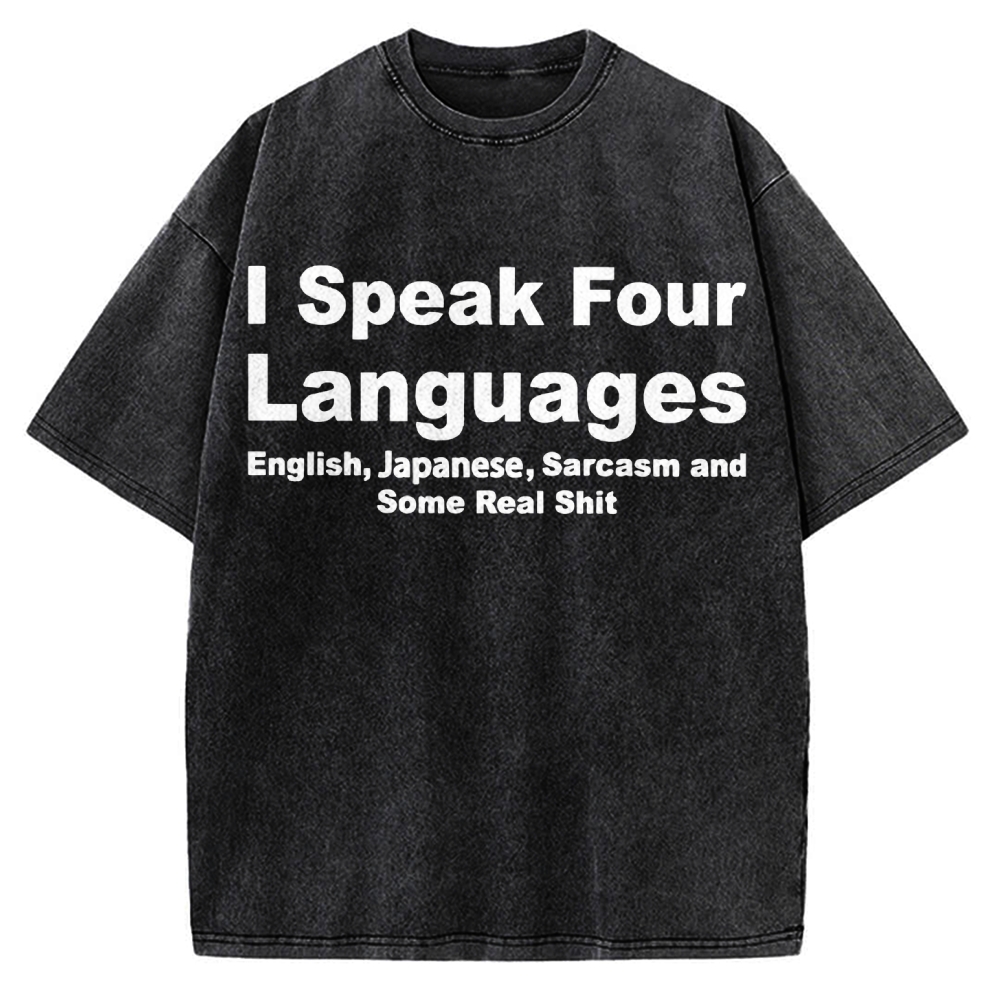Speak Four Languages Vintage Washed T-shirt 