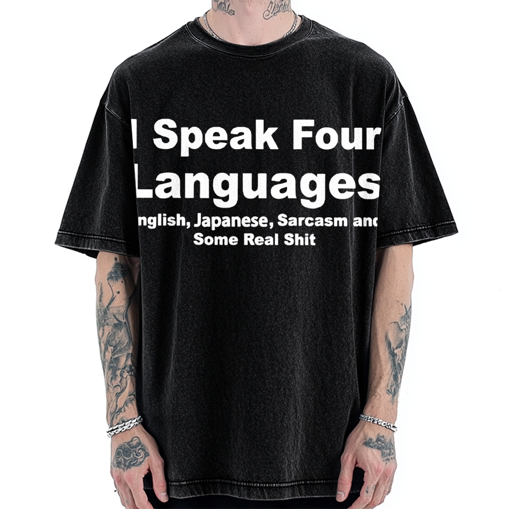 Speak Four Languages Vintage Washed T-shirt 
