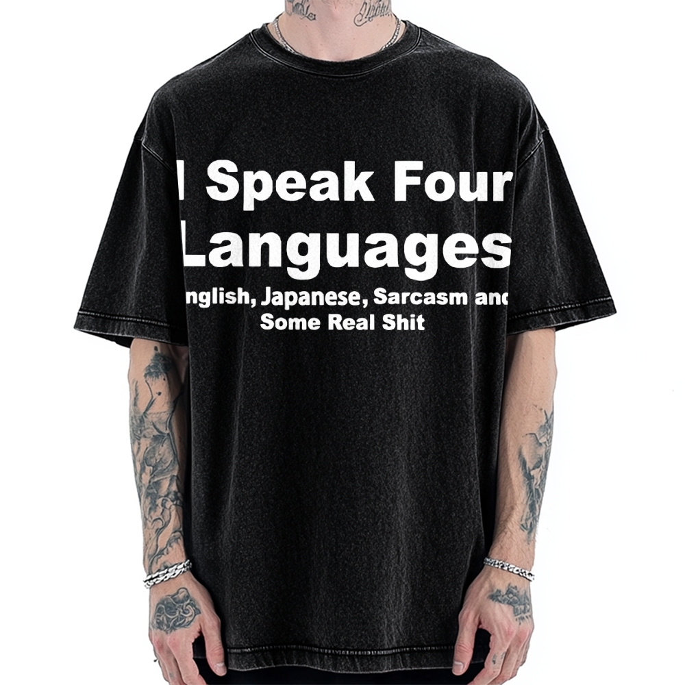 Speak Four Languages Vintage Washed T-shirt 
