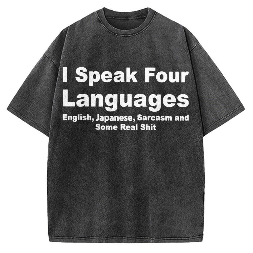 Speak Four Languages Vintage Washed T-shirt 