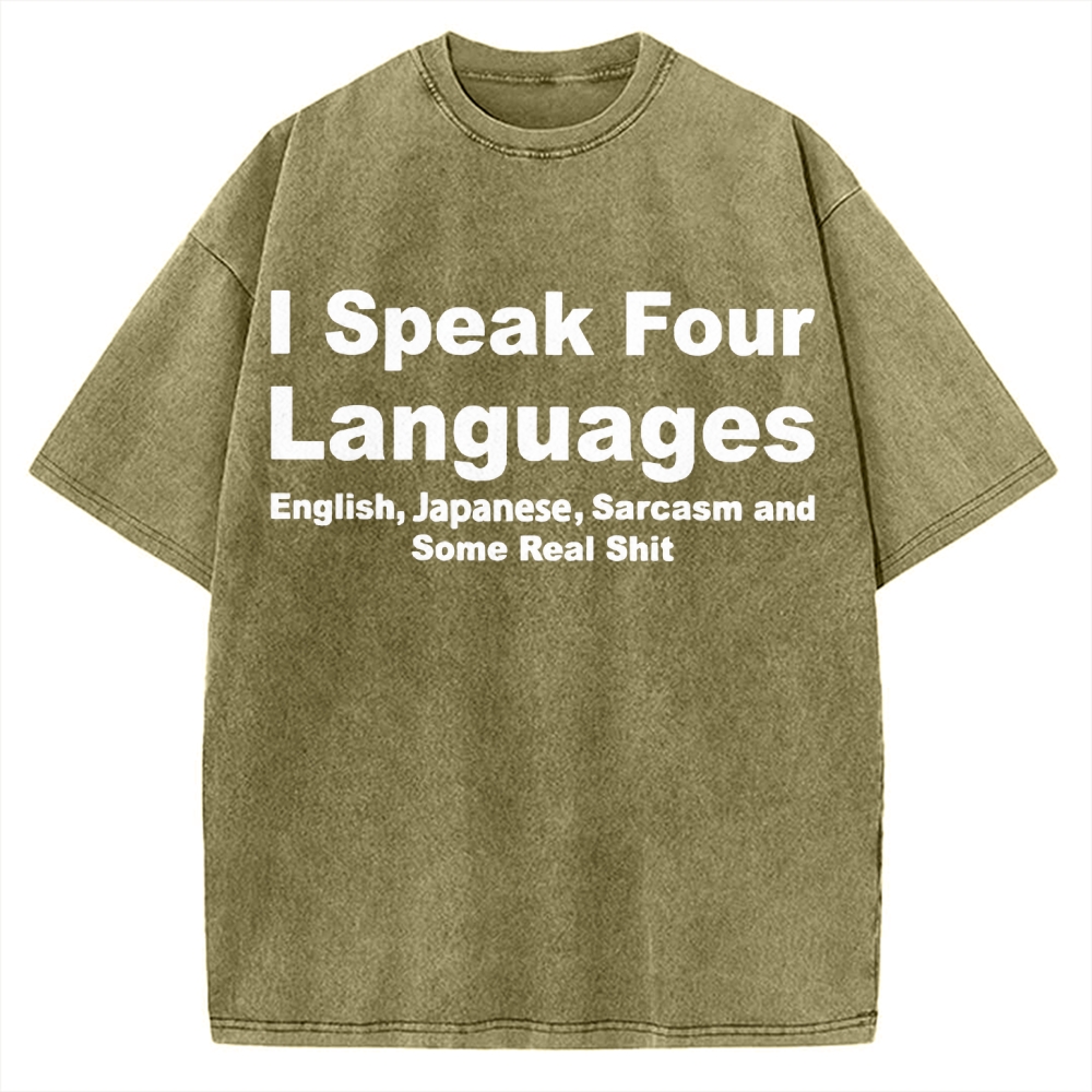 Speak Four Languages Vintage Washed T-shirt 