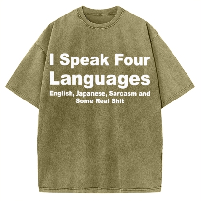 Speak Four Languages Vintage Washed T-shirt 