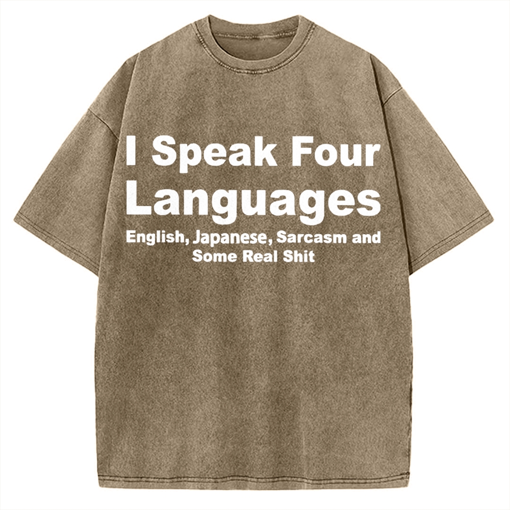 Speak Four Languages Vintage Washed T-shirt 