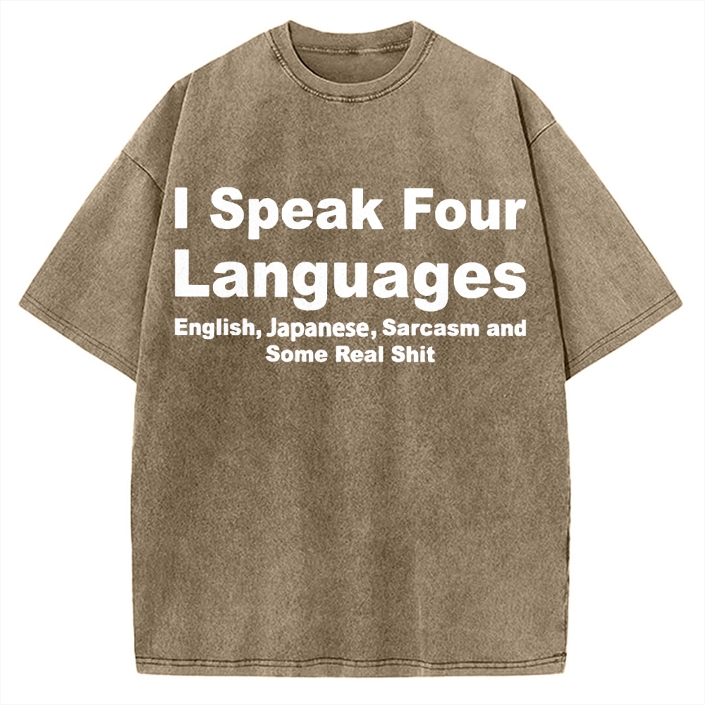 Speak Four Languages Vintage Washed T-shirt 