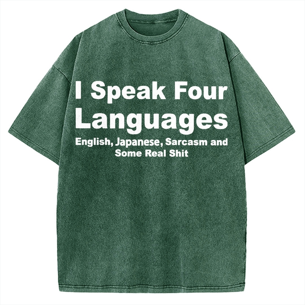 Speak Four Languages Vintage Washed T-shirt 