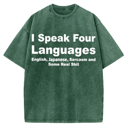 Speak Four Languages Vintage Washed T-shirt 
