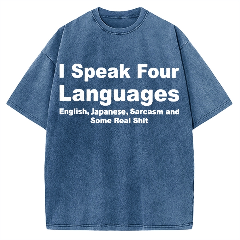 Speak Four Languages Vintage Washed T-shirt 
