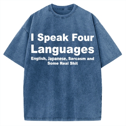 Speak Four Languages Vintage Washed T-shirt 