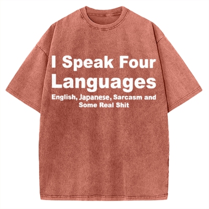 Speak Four Languages Vintage Washed T-shirt 