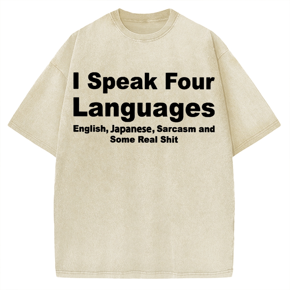 Speak Four Languages Vintage Washed T-shirt 