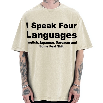 Speak Four Languages Vintage Washed T-shirt 