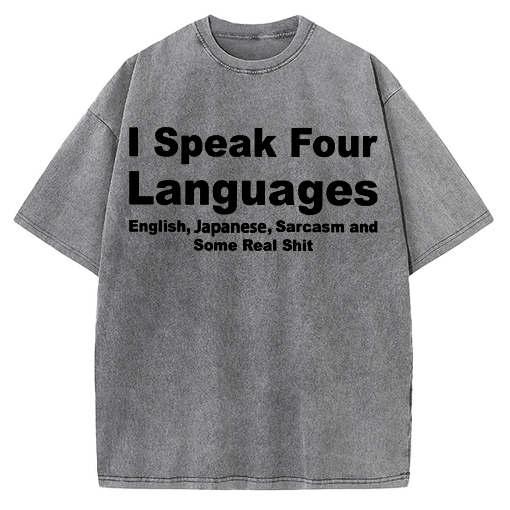 Speak Four Languages Vintage Washed T-shirt 