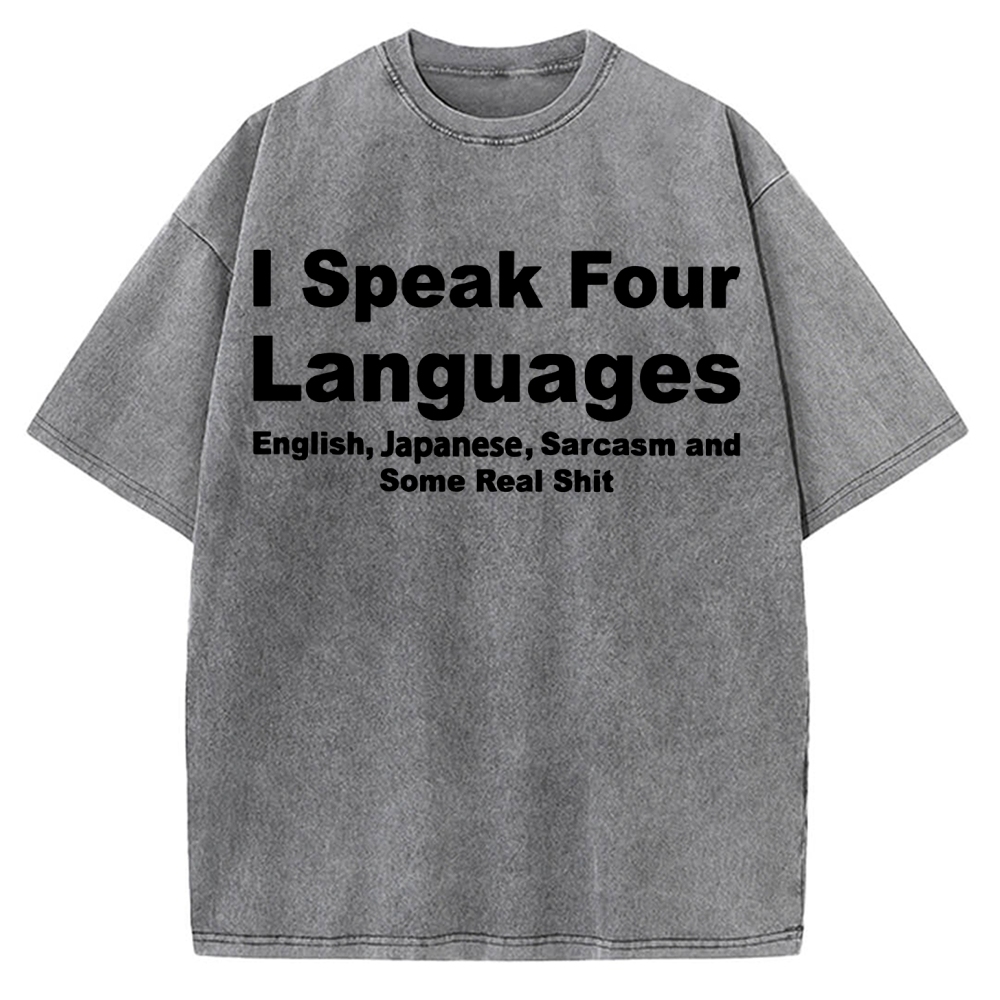 Speak Four Languages Vintage Washed T-shirt 