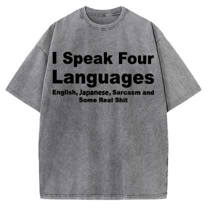 Speak Four Languages Vintage Washed T-shirt 