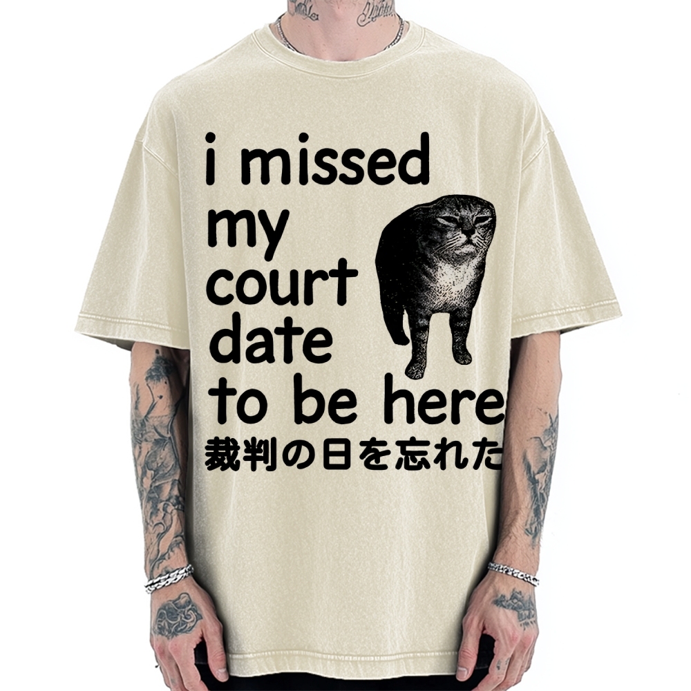 Funny Forgetful Cat Vintage Washed T-shirt