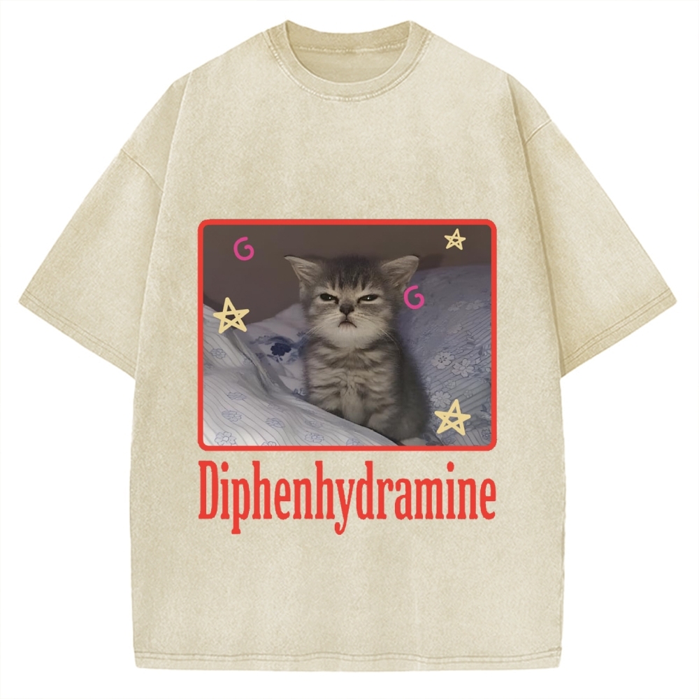 Diphenhydramine Cat Funny Vintage Washed T-shirt