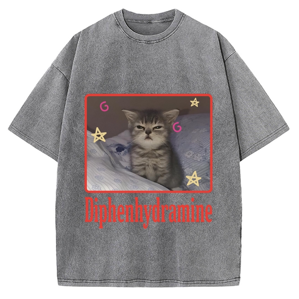 Diphenhydramine Cat Funny Vintage Washed T-shirt