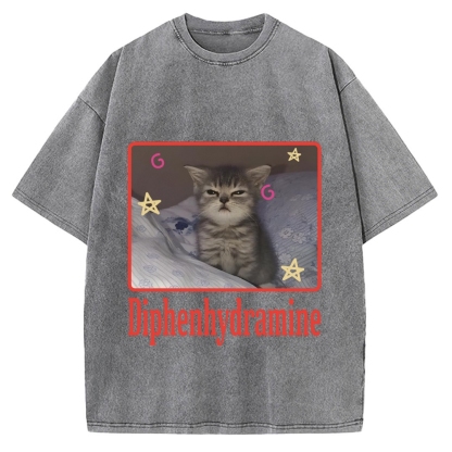 Diphenhydramine Cat Funny Vintage Washed T-shirt