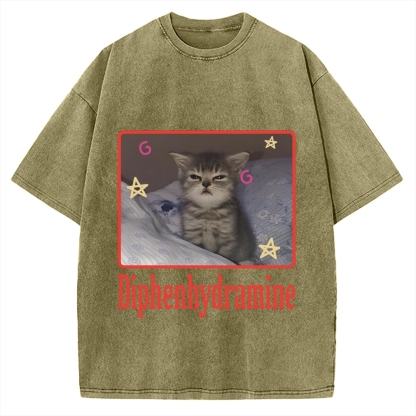 Diphenhydramine Cat Funny Vintage Washed T-shirt