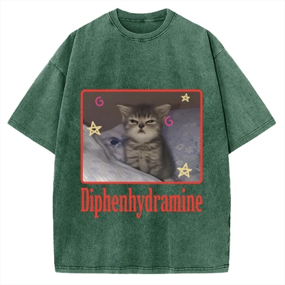 Diphenhydramine Cat Funny Vintage Washed T-shirt