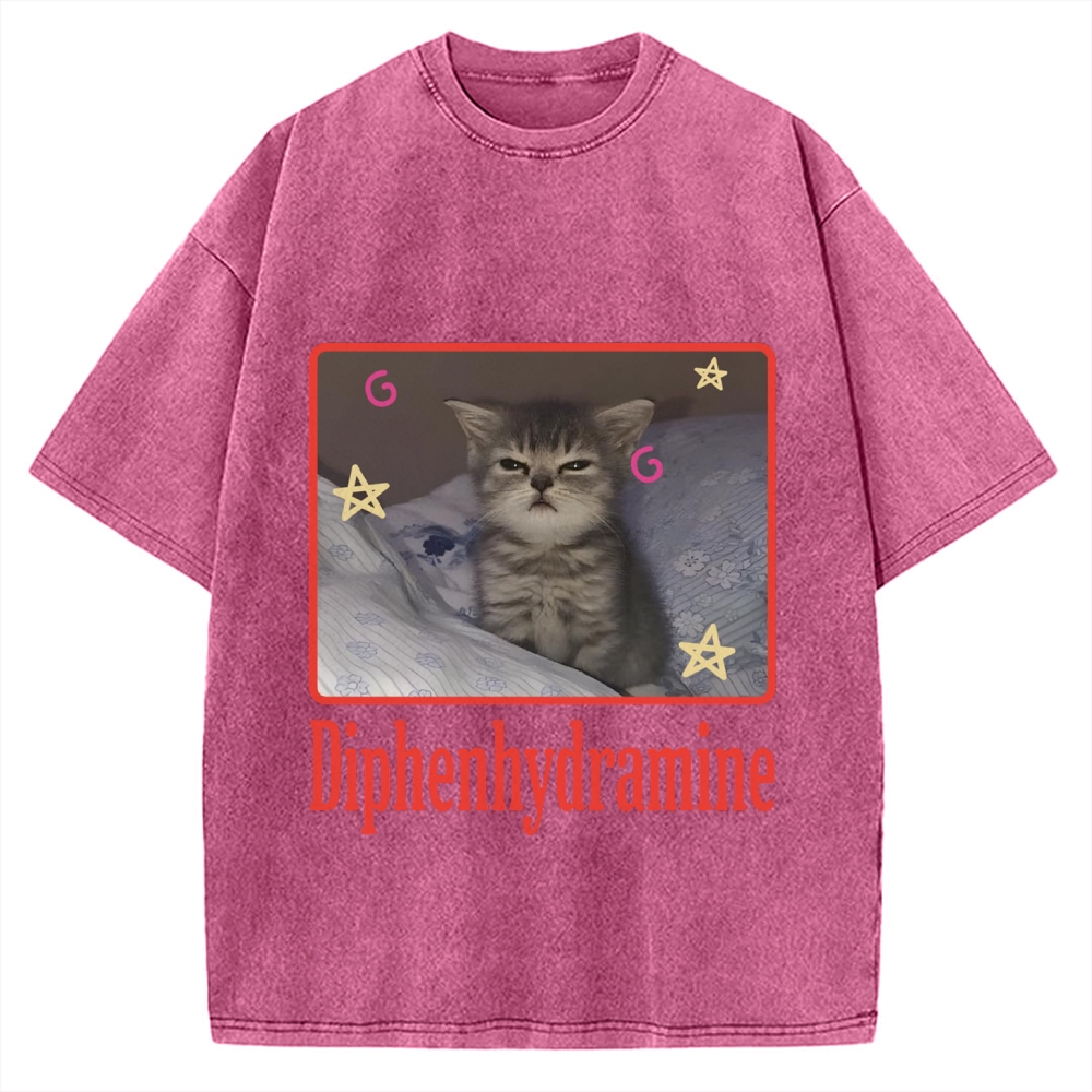 Diphenhydramine Cat Funny Vintage Washed T-shirt