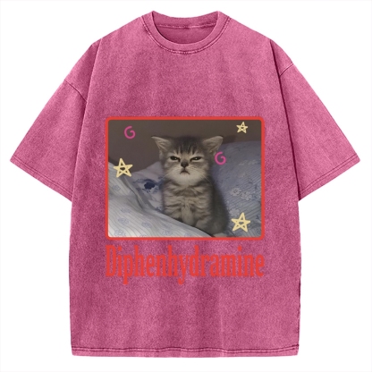 Diphenhydramine Cat Funny Vintage Washed T-shirt