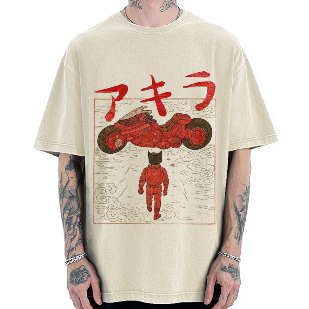 Neo Tokyo Cat Ukiyo-e Kawaii Japanese Vintage Washed T-shirt