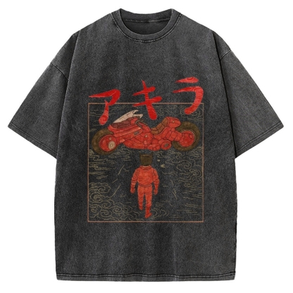 Neo Tokyo Cat Ukiyo-e Kawaii Japanese Vintage Washed T-shirt