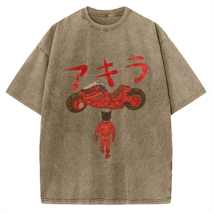 Neo Tokyo Cat Ukiyo-e Kawaii Japanese Vintage Washed T-shirt